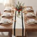 Artoid Mode Black Stripe Woven Table Runner, Seasonal Holiday Hollow Kitchen Dining Table Decoration for Home Party Decor 12x120 Inch