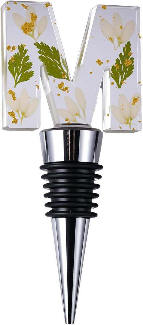Personalized Wine Stopper,Flower Wine Bottle Stopper Decor Resin Wine Stoppers for Wine Bottles Whiskey Liquor, Wine Stoppers Vacuvin for Wedding,Holiday,Birthday,Party and Gift (M)