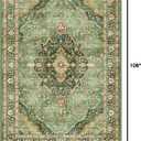 6x9 Vintage Rugs for Dining Room, Washable Rugs Non Slip Large Area Rug for Living Room Bedroom Office, Floor Decoration Big Rug Mat Low-Pile Kid & Pet Friendly(Border Green)