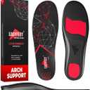 Anti-Fatigue Plantar Fasciitis Shoe Insoles - High Arch Support Insoles - Inserts Orthotics Men Women - Heel Arch Feet Pain Flat Feet - Work Boot Inserts Hiking Running (XS (Men 4.5-6.5/Women 5.5-7.5), Black)