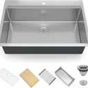 Garvee 30 Inch Kitchen Sink for Single Bowl,Undermount Kitchen Sink Stainless Steel Sink 16 Gauge Kitchen Sinks with Accessories, Easy Drain and Low Noise 30" x18" x10" (Brushed Nickel)