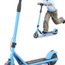 isinwheel Electric Scooter for Kids Ages 6-12, 150W Motor, 6/10 MPH Speeds, Colorful Lights, Adjustable Height, Kids Electric Scooter with Dual Brake & Thumb Throttle Great Gift for Boys & Girls (Blue)