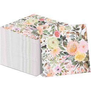 60 Pack Floral Napkins 3 Ply Vintage Napkins 6.5 x 6.5" Retro Flowers Paper Napkins Disposable Party Dinner Hand Napkins Paper Cocktail Napkins for Birthday Wedding Bridal Shower Tableware Decor (B)