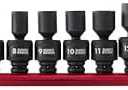 SUNEX TOOLS 1814, 1/4 Inch Drive Universal Impact Socket Set, 9-Piece, Metric, 5mm - 15mm, Cr-Mo Steel, Radius Corner Design, Chamfered Opening, Dual Size Markings, Heavy Duty Storage Case