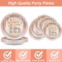 96PCS Rose Gold Sweet 16th Birthday Party Paper Plates and Napkins Sixteenth Birthday Party Decoration 16 Years Old Disposable Cake Dessert Tableware Set Serves 24 Guests Girls Ladies Supplies Favor
