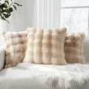 MIULEE Faux Fur Pillow Covers Thick Soft Plush Throw Pillows Luxury Spring Home Decor for Couch Bed Bedroom Living Room Sofa,18x18 Inch Pack of 2 Beige
