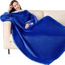 NORD ECO Wearable Blanket with Sleeves, Cozy Wearable Blanket with Arms and Pockets for Women Men, Warm TV Wrap Throw Blanket Robe as Gifts for Mom Wife, Navy Blue