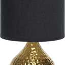 Simple Designs LT2073-GDB Mini Hammered Texture Gold Drip Table Lamp with Black Shade