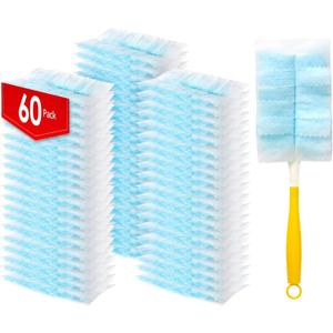 60 Count Electrostatic Duster Refills Compatible with Swiffer Duster,Multi-Surface Dusting Refills,Microfibre Dusters for Cleaning with 1Pcs Short Handle,Unscented