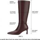 SOVANYOU Kitten Heel Knee High Boots for Women Pointed Toe Tall Boots Wide Calf Boots with Pull-on Style