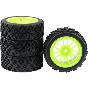 4 X Green RC 1:10 Scale On-Road Tires Wheel Rims Hex 12MM Crossing Rubber