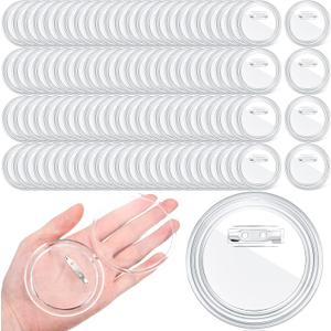 Yilloog 100 Pcs 3 Inch Clear Button Pins for Crafts DIY Photo Acrylic Blank Pins Bulk for Picture Make Your Own Buttons Badge Maker DIY Crafts Supplies