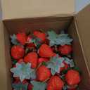 Lyrow 100 Pieces Artificial Strawberries 2.2inch/2.76inch/3.35inch Faux Realistic Strawberry Decor Plastic Simulation Fake Lifelike Fruit for Photography Prop Cabinet Party(Cute)