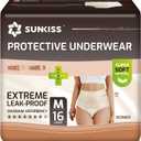 SUNKISS Women Incontinence Underwear, Daytime Disposable Postpartum Adult Panties, Protective Pull Ups with Maximum Absorbency, Medium, Beige, 16 Count