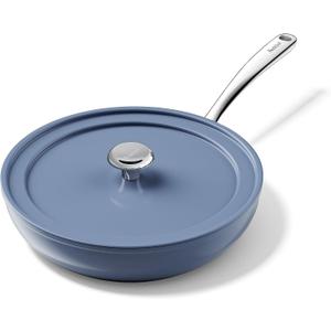 Redchef Non stick Frying Pan Ceramic Skillet with Lid, 11 Inch Omelette Pan
Non Toxic Deep Frying Pan Nonstick Skillet 3.5QT Large Jumbo Saute Pan for Cooking with Cool Handle, Induction-Ready Blue