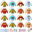 Syhood 24 Pcs Christmas Ugly Sweater Ceramics to Paint Ornaments Crafts Paint Your Own Kit DIY Xmas Ready to Ceramics DIY Figurines Unpainted Arts for Adult Party Gifts