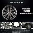 17-Inch Silver ABS Hubcaps with Steel Rings & Adjusters, Patented Design, Universal Fit, Set of 4 Wheel Covers (Gunmetal Grey)