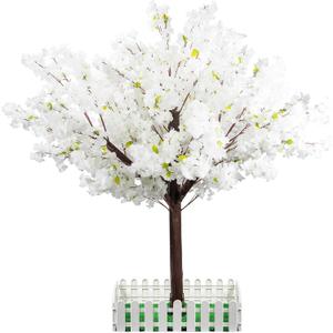 Artificial Cherry Blossom Tree - Handmade White Fake Cherry Blossom Tree Centerpieces for Wedding Party Christmas Garden Indoor & Outdoor