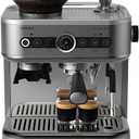PHILIPS Barista Brew Semi Automatic Espresso Machine - Single & Double Espresso,Americano, 250g Bean Container+Grinder+Milk Jug with temperature indicator,Calibrated Tamping,Metal Silver (PSA3218/01)