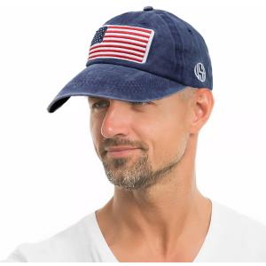 Utaly Distressed American-Flag-Baseball-Hats for Women Men - Retro Low Ponytail Baseball Cap Blue