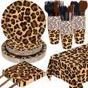 WNINK 176 Pcs Cheetah Print Plates And Napkins Party Supplies, leopard Print Birthday Decorations Tableware, Plate, Cup, Napkin, Safari Animal Leopard Theme Birthday Baby Shower Party Supplies