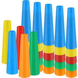 Threehoney 50 Set Stacking Hand Replacement Cones Occupational Therapy Equipment Hand Therapy Tools 7 Inch Small Stacking Cones Textured Physical Exercisers