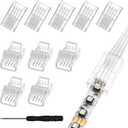 RGBZONE 10Pcs LED Strip Connector 4 Pin 8mm,Wide Strip to Wire Quick Connectors for Waterproof or Non-Waterproof 8mm Wide RGB SMD 5050/3528 LED Light Strip