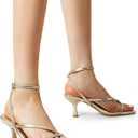 DREAM PAIRS Women's kitten Low Strappy Lace Up Heels Open Square Toe Thong Ankle Strap Heels Sexy Fashion Comfort Dress Shoes Party Sylvestra Pumps Heeled Sandals
