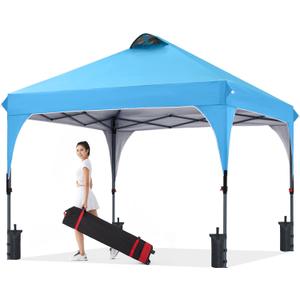 COOSHADE Pop Up Canopy Tent, 10x10 Easy Setup Instant Sun Protection Beach Shelter,Portable Sports Cool Cabana, Sky Blue