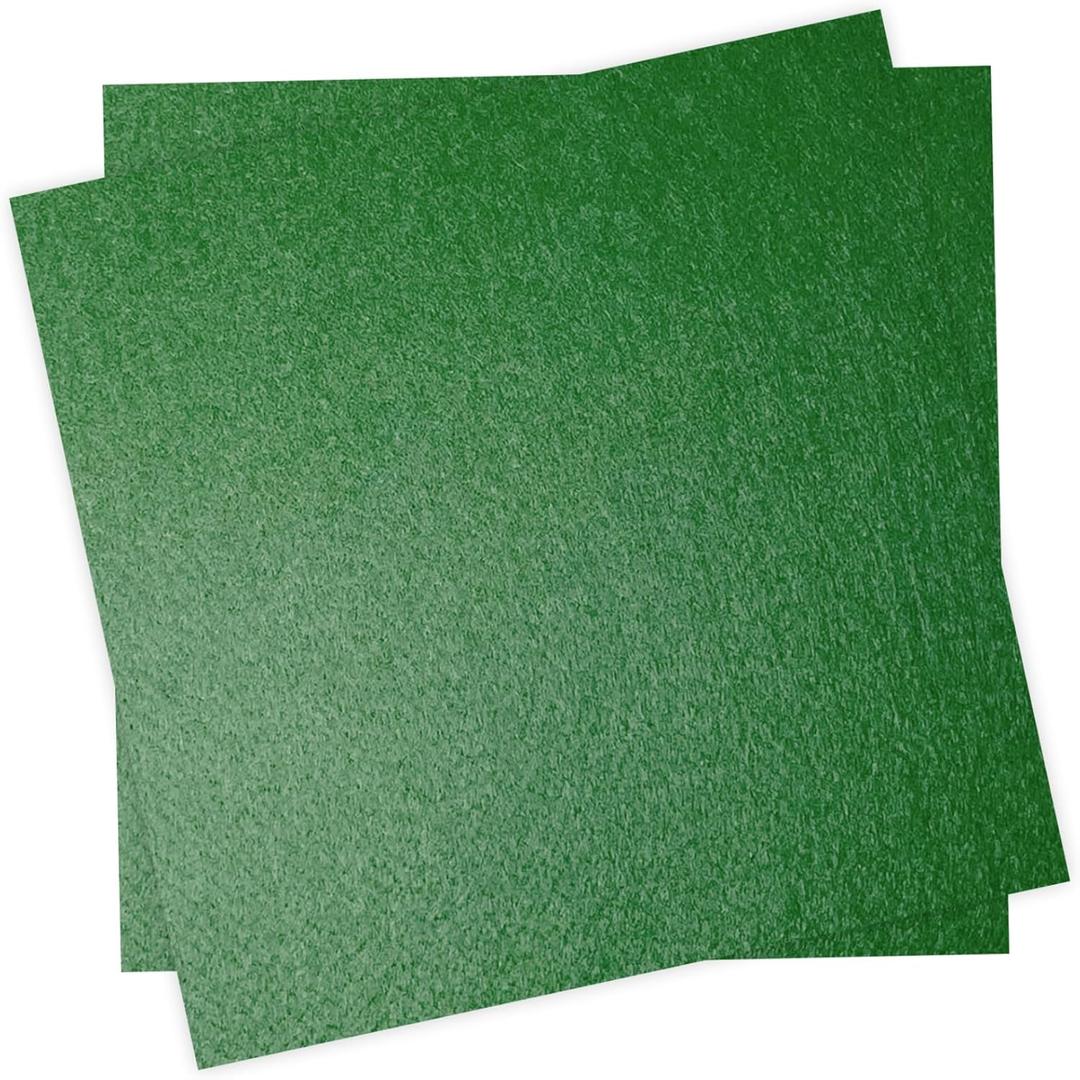12" x 12" Felt Fabric Sheets for Crafts, 1mm Thick, Squares Felt Paper for Sewing Craft, Non-Woven Felt Fabric for Sewing Patchwork Material, 2pcs (Green)