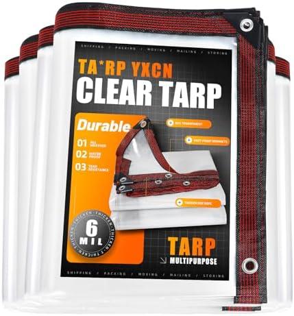 Clear Tarp 10 x 12 FT Medium Duty Waterproof Tarps Cover, Grommet Every 20 Inches, for Patio, Plant, Garden, Chicken Coop