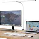 LED Desk Lamp, Double Head Desk Lamps for Home Office, Dimmable 25 Lighting Modes Bright Desk Lighting,12W 1400lm Eye-Caring Architect Table Lamp for Workbench Monitor Reading Study, White