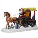 MerryPulse Christmas Village Accessories, Horse Drawn Carriage Collectible Buildings with 8 Songs & LED Lights, Christmas Collectible Figurines for Home Indoor Decorations, Festive Gift