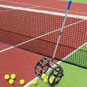 Gemscream Tennis Ball DinkBall Collector Roller, No Bending Over Quick Rolling Picker for 1.5"-3" Balls, Adjustable Golf Ball Retriever for up to 55 Tennis Balls, Large Capacity