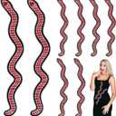 Riceshoot 10 Pcs 18'' Large Red Snake Sequin Applique Glue on Snake Shaped Ribbon Rhinestones Trim Red Sequin Applique Clothing Patches Glitter Patch for Bags Clothes DIY Clothing Accessories