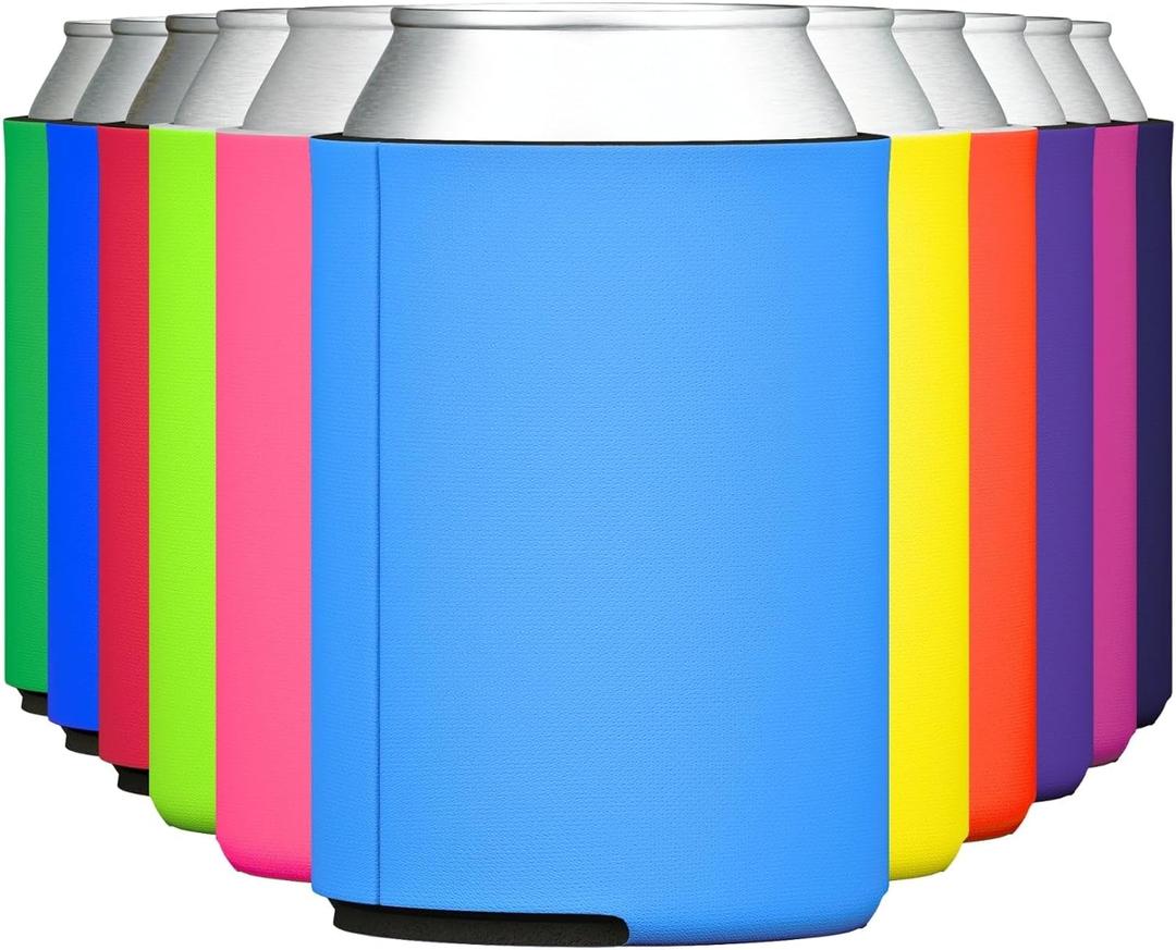 TahoeBay Blank Beer Can Cooler Sleeves Bulk Sublimation Blanks for Vinyl Plain Collapsible Foam Can Sleeves Coolers for Soda Cans and Bottles Custom Drink Holder Assorted Solid Color (Multicolor) 12 Pcs