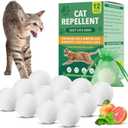 Cat Repellent Outdoor & Indoor, Cat Deterrent Outdoor Indoor, Natural Essential Oil Ball, Anti Cats Scratch for Furniture, Keep Cats Out of Yard, Keep Cats Away from Garden, Lawn Plants, 12 Packs