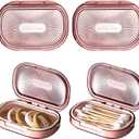Kigley 4 Pcs Hair Tie Container Small Portable Travel Cotton Swab Holder Flosser Dispenser with Lid Plastic Box Storage Containers for Small Items, 3.94 x 2.76 Inch (Pink)