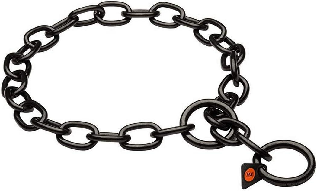 Herm Sprenger Black Stainless Steel Short Link Fur Saver Dog Training Collar No-Pull Slip Chain for Small Medium Large Dogs for Easy Control Made in Germany (21in (54cm) x 4mm)