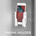 BRAINWAVZ Universal Tablet Wall Mount Dock Holder for iPad Air Mini & Pro, Galaxy Tab Note, Surface & iPhone, Pixel & More, Stick On 3M VHB, No Screws (White)