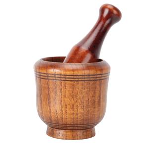 Wooden Mortar and Pestle Set - Household Kitchen Manual Garlic Masher Bowl Seasonings for Herbs,Crusher,Pill,Walnut Spices & Kitchen Essentials Usage