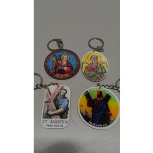 KHAMANHLR (4 PCS) St. Andrew Keychain - Patron Saint of Fishermen and Strength. Crafted From Durable, Transparent Acrylic, Offering Timeless Beauty and Lasting Durability 2 Inches