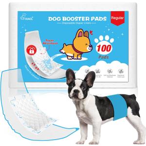 Dog Diaper Liners for Dog Diapers Male and Female 100ct Super Absorption Disposable Booster Pads for Most Reusable Pet Belly Bands, Washable Puppy Diaper Wraps