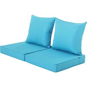 Patio Cushions for Outdoor Furniture, Fade and Weather Resistant Deep Seat and Backrest Cushion Set for Chair Sofa Couch Swing, 19x19 Inch, Teal, Set of 2 Patio Cushions for Outdoor Furniture, Fade and Weather Resistant Deep Seat and Backrest Cushion Set for Chair Sofa Couch Swing, 19x19 Inch, Teal, Set of 2