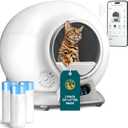 PetCove Self Cleaning Automatic Litter Box for Multi cat - XL Capacity/Quiet Operation/Odor Control/Anti-Pinch Safety/Easy App Control with Ultra Fast 5 GHz Wi-Fi - Includes Litter Bag Liners (White 1)
