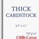 Extra Heavy Duty 130lb Cover Cardstock - Bright White - 350gsm 17pt Thick Paper for Inkjet & Laser Printers - 8-1/2" x 11" - 100 Pack