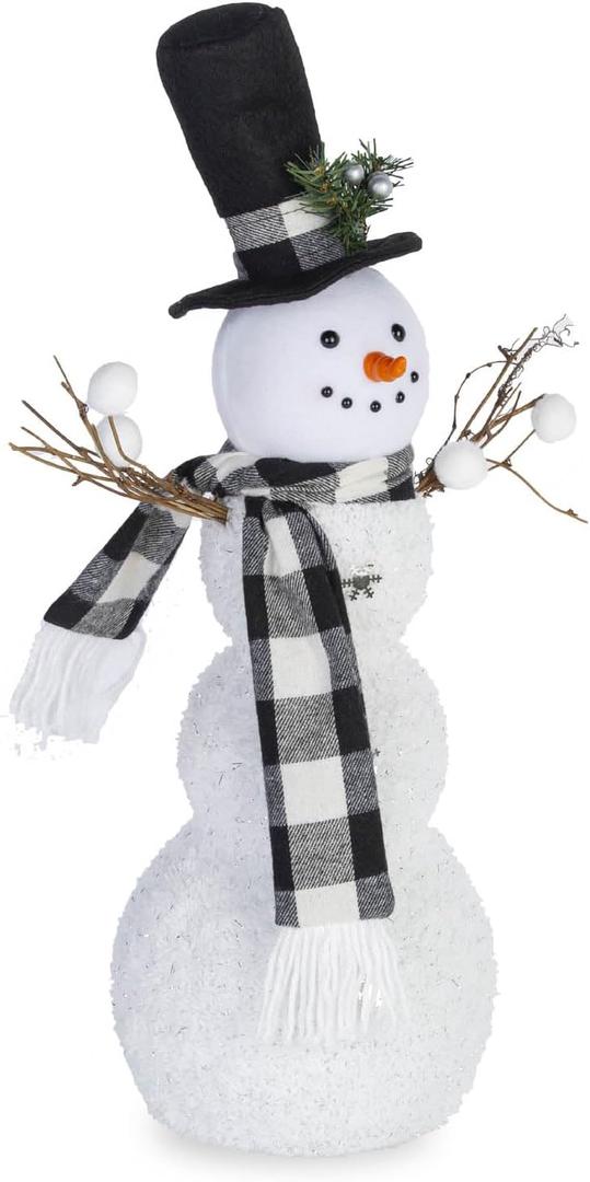 Adorable Christmas Snowman Figurine Decorations - The White Snowman with Lighting Effects for Indoor Decor and Collectors