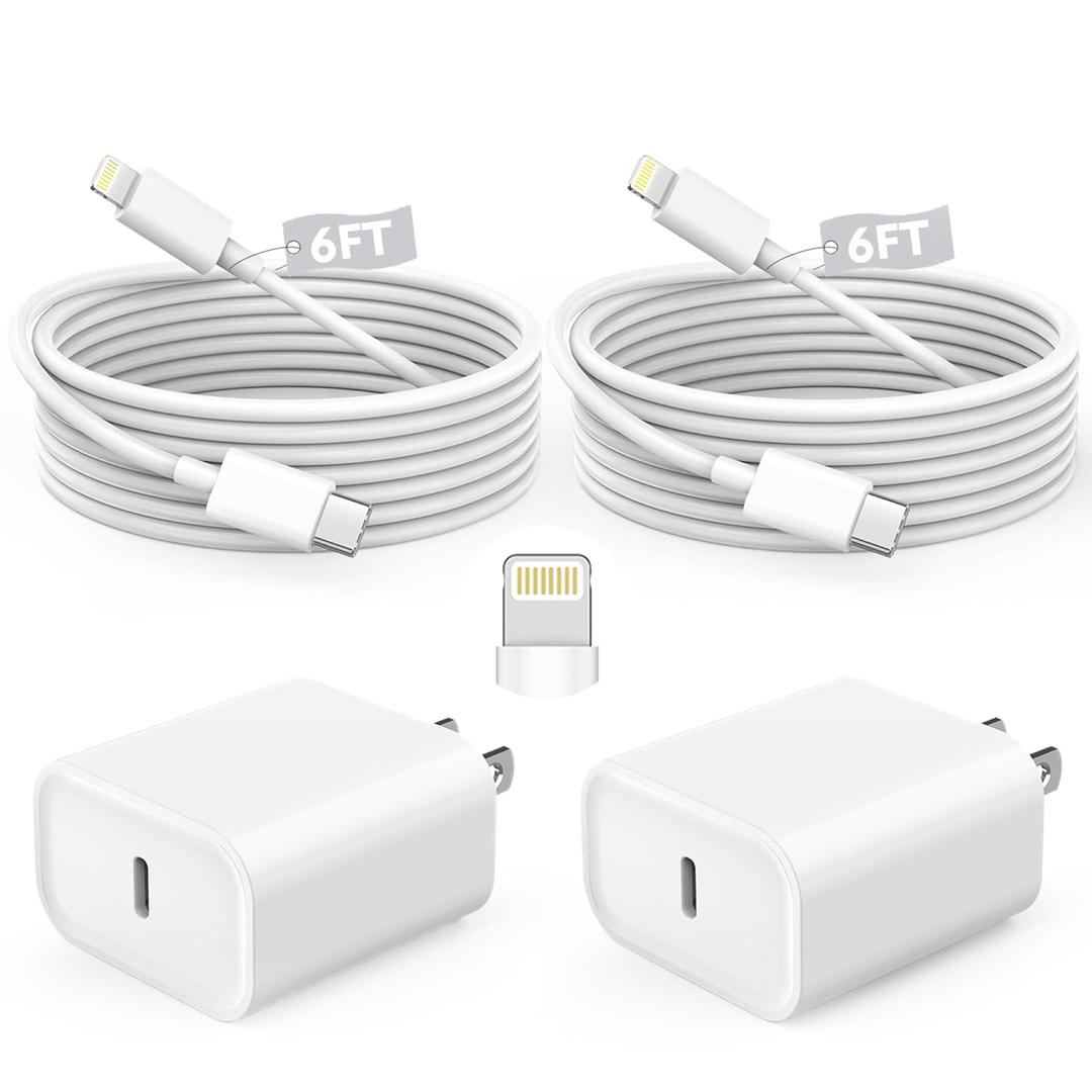 Fast Charger iPhone,iPhone Charger Fast Charging 2Pack USB C Wall Charger Block Fast i Phone Chargers 6FT Type-C USB C to Lightning Cable Cord for iPhone14/14Plus/13/12/11 Pro Max,Mini,8,iPad/AirPods