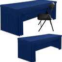 Smiry 2 Pack Spandex Open Back Tablecloth,Elastic Fitted Stretch Tablecloth for 5FT Rectangle Tables,Waterproof Washable Table Cover Skirt for Wedding, Banquet & Parties (Navy, 60Lx30Wx30H Inch)