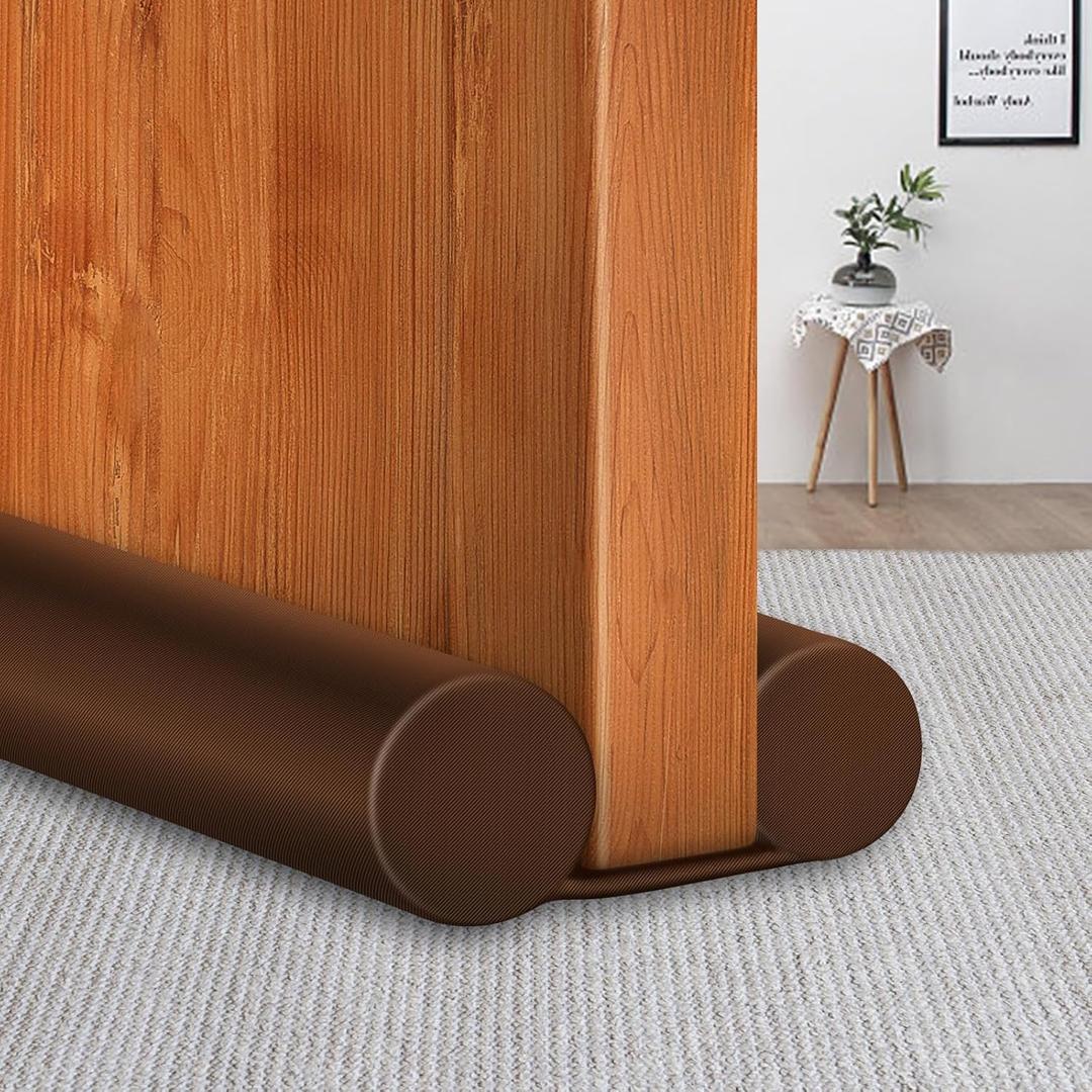MAXTID Under The Door Draft Blocker Weather Stripping Kit - Brown Draft Stopper for Soundproof Seal, 36 Inch Door Sealer